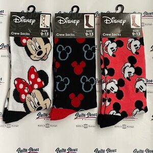 Disney Mickey Mouse Crew Socks 3 Pair Unisex Adult Size 9-13